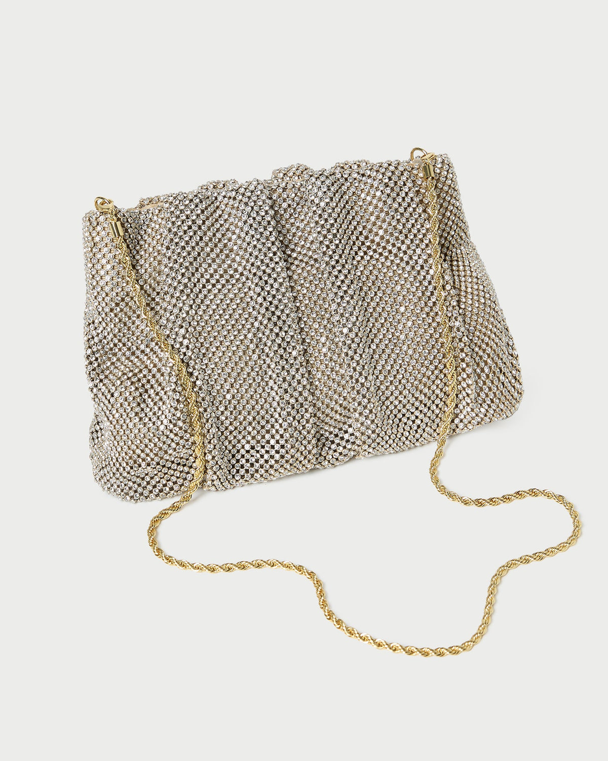 Women Loeffler Randall Ember Gold Diamante Gathered Clutch