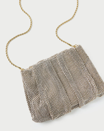 Women Loeffler Randall Ember Gold Diamante Gathered Clutch