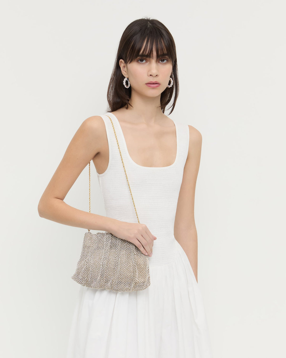 Women Loeffler Randall Ember Gold Diamante Gathered Clutch