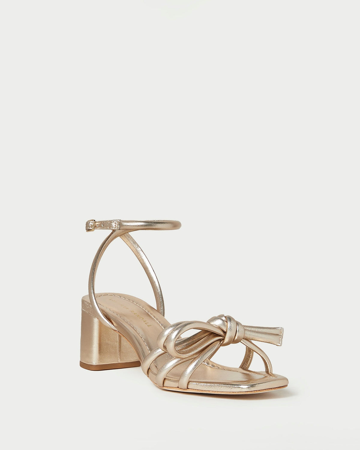 Women Loeffler Randall Mikel Champagne Bow Mid-Heel Sandal