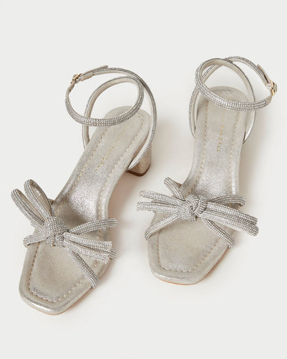 Women Loeffler Randall Mikel Cappuccino Bow Mid-Heel Sandal