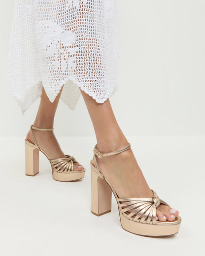 Women Loeffler Randall Rivka Champagne Knot Platform Sandal