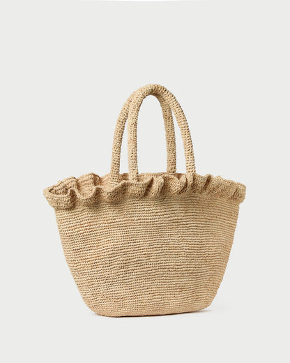 Women Loeffler Randall Cyrus Natural Ruffled Woven Tote