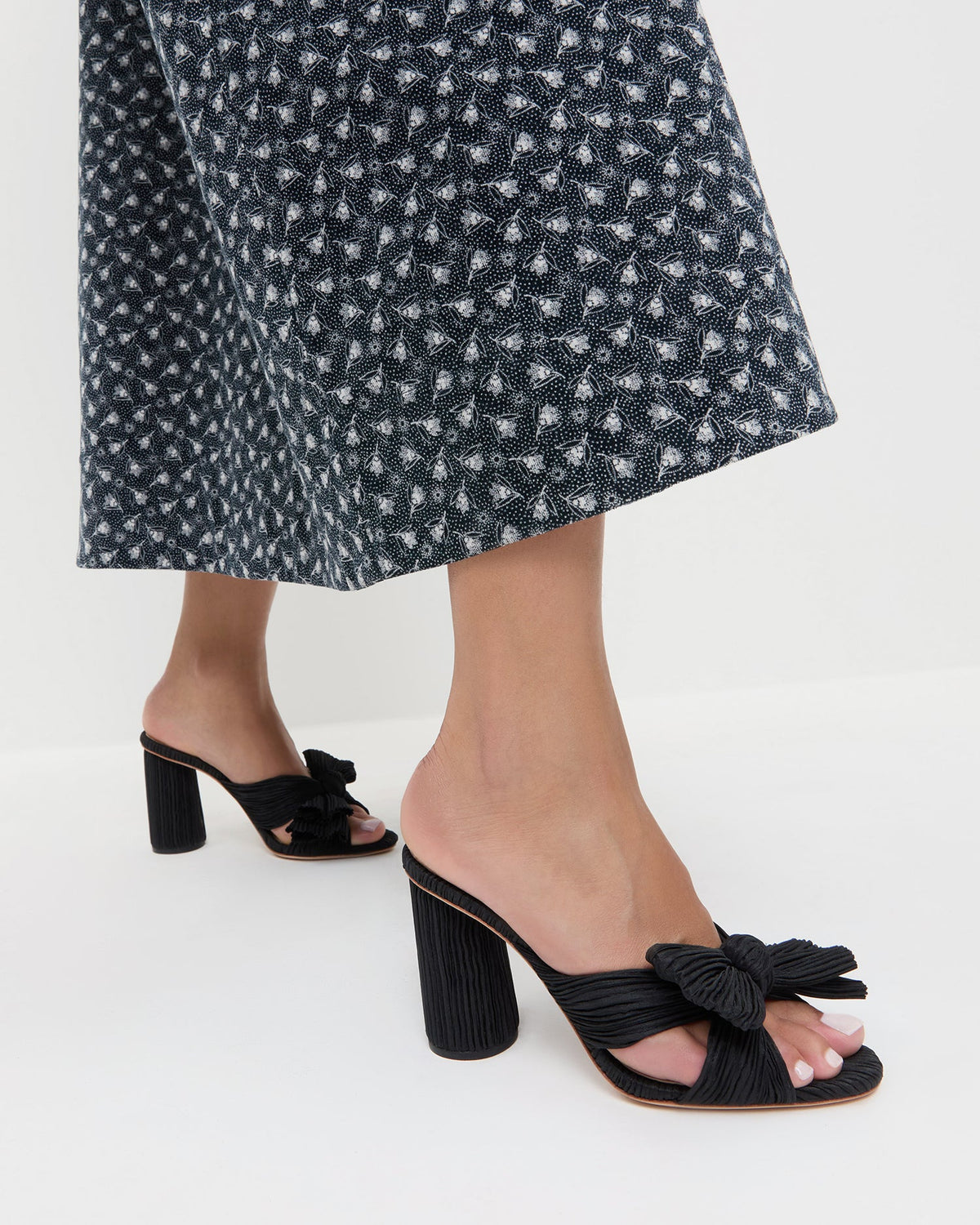 Women Loeffler Randall Penny Black Pleated Bow Heel