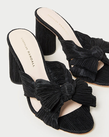 Women Loeffler Randall Penny Black Pleated Bow Heel