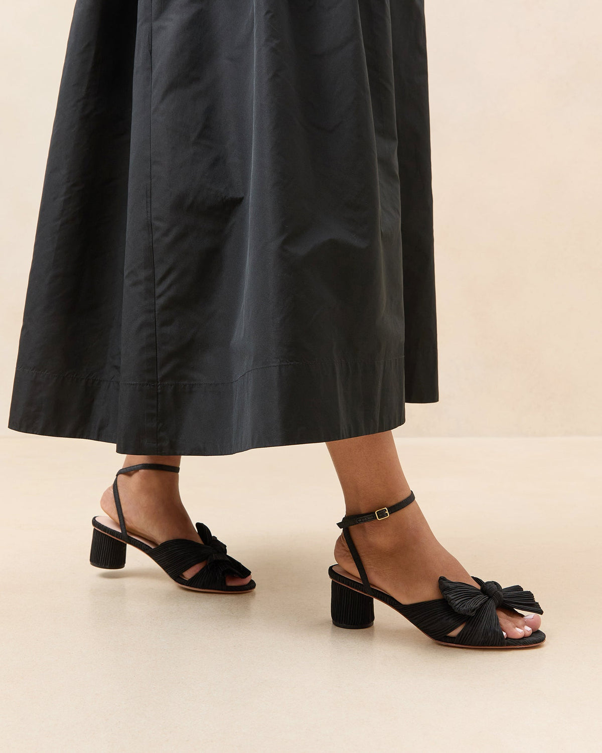 Women Loeffler Randall Dahlia Black Pleated Bow Heel