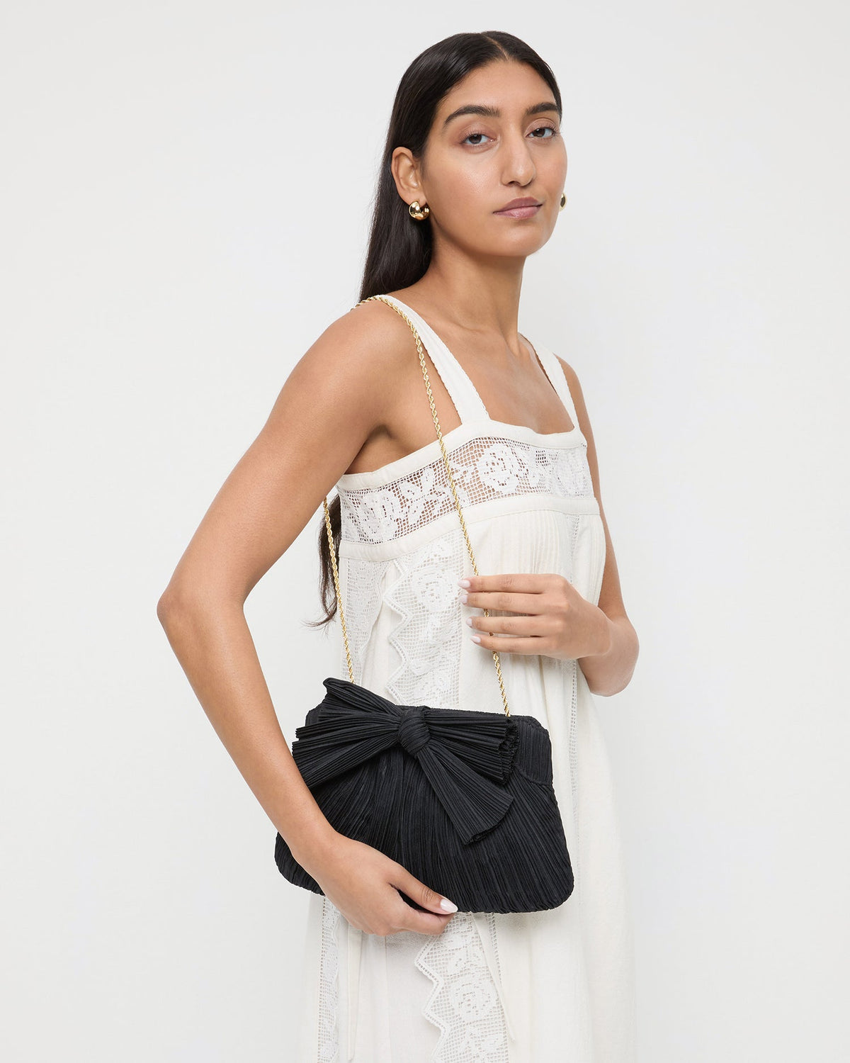 Women Loeffler Randall Rayne Black Bow Clutch