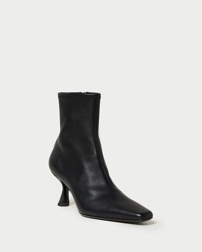 Women Loeffler Randall Thandy Black Leather Curved Heel Bootie