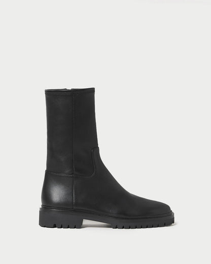 Women Loeffler Randall Danny Black Leather Lug Boot