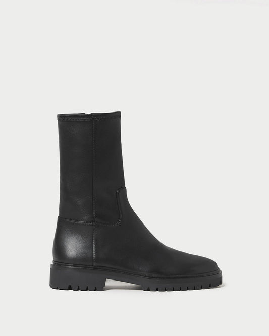 Women Loeffler Randall Danny Black Leather Lug Boot