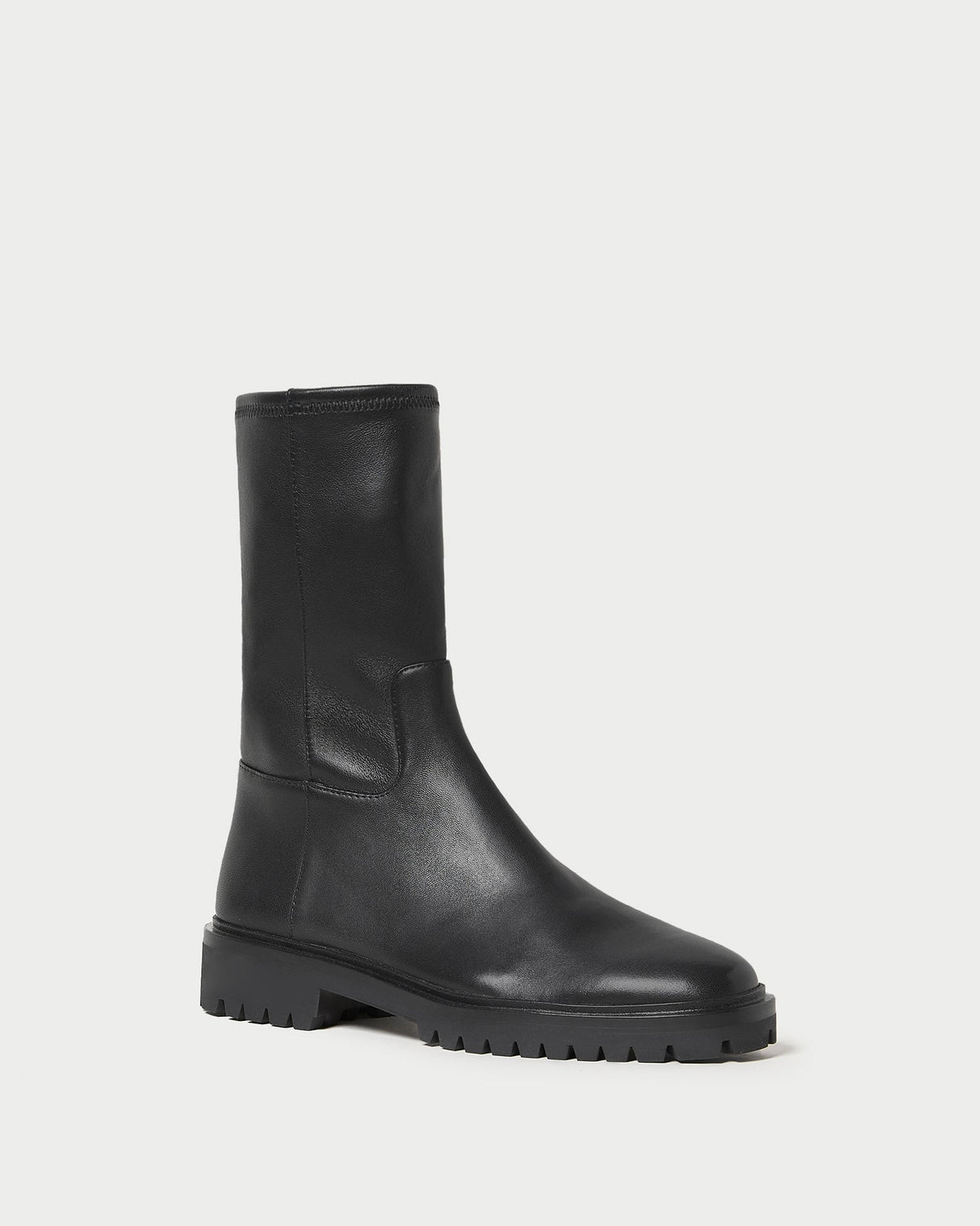 Women Loeffler Randall Danny Black Leather Lug Boot