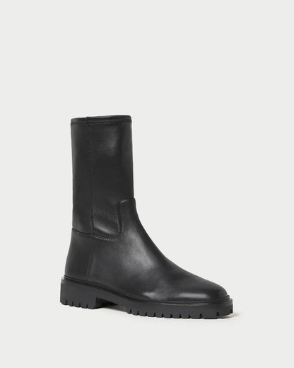 Women Loeffler Randall Danny Black Leather Lug Boot