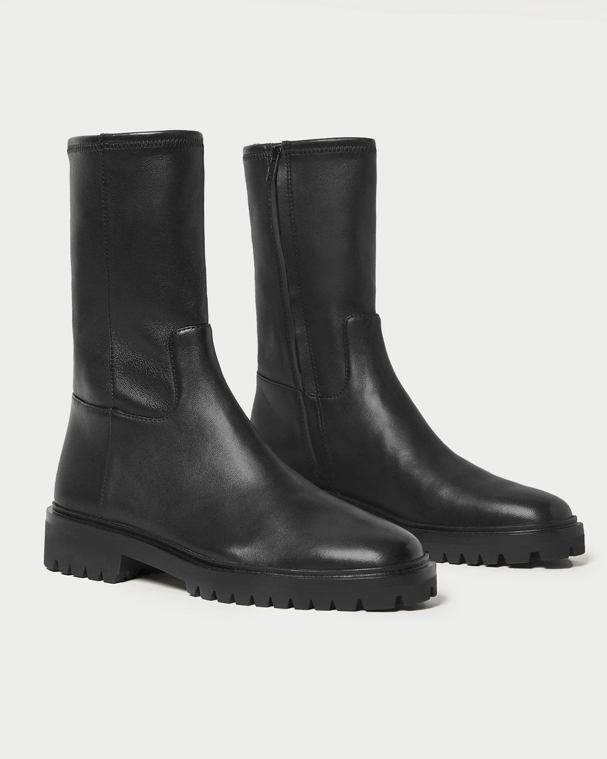Women Loeffler Randall Danny Black Leather Lug Boot
