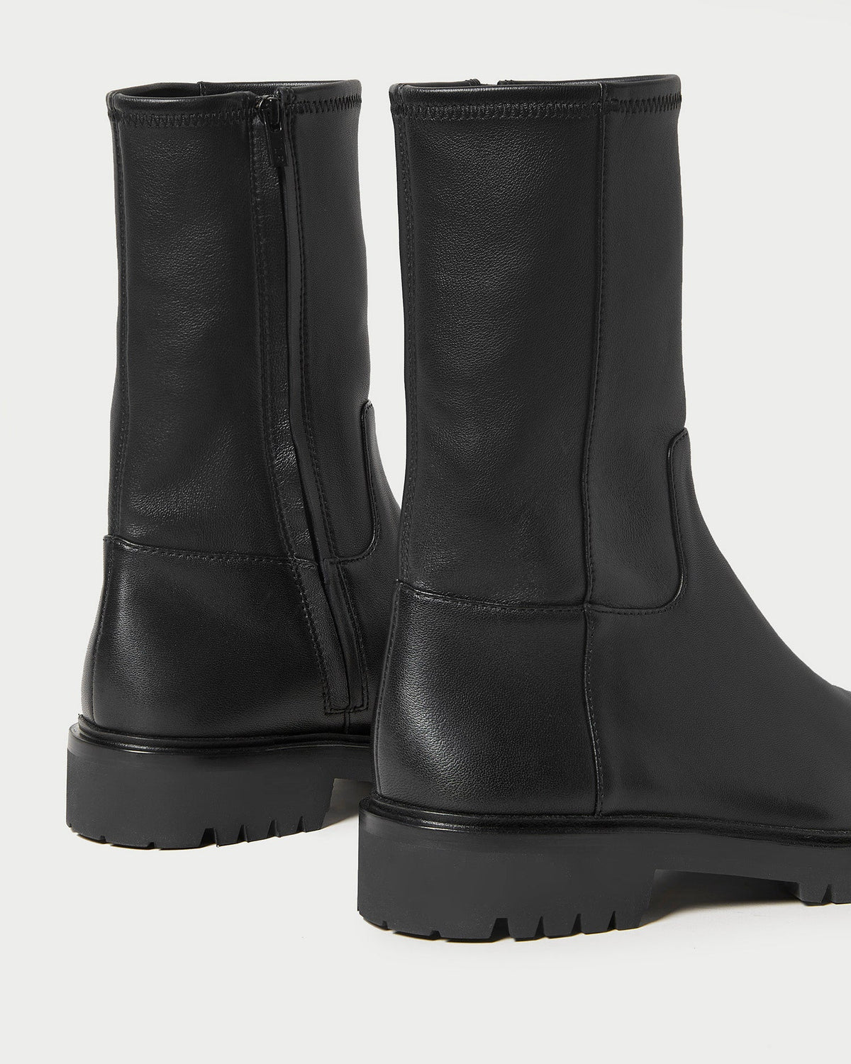 Women Loeffler Randall Danny Black Leather Lug Boot