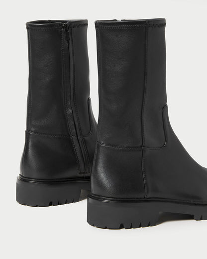 Women Loeffler Randall Danny Black Leather Lug Boot