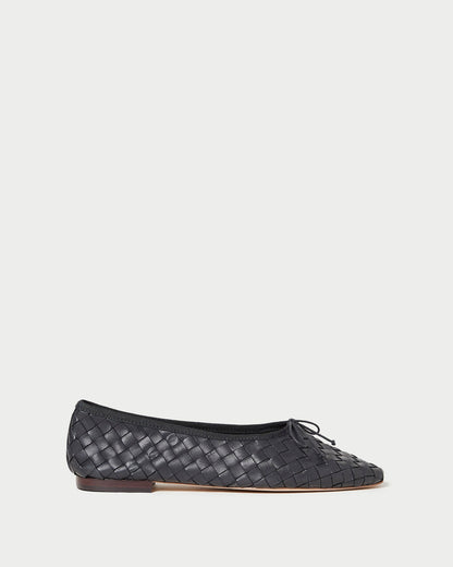 Women Loeffler Randall Landry Black Woven Ballet Flat