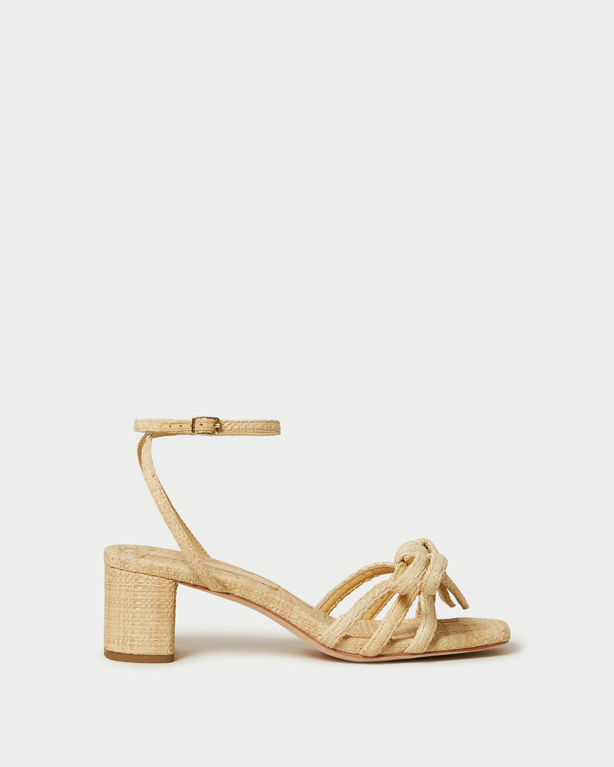 Women Loeffler Randall Mikel Natural Bow Mid-Heel Sandal