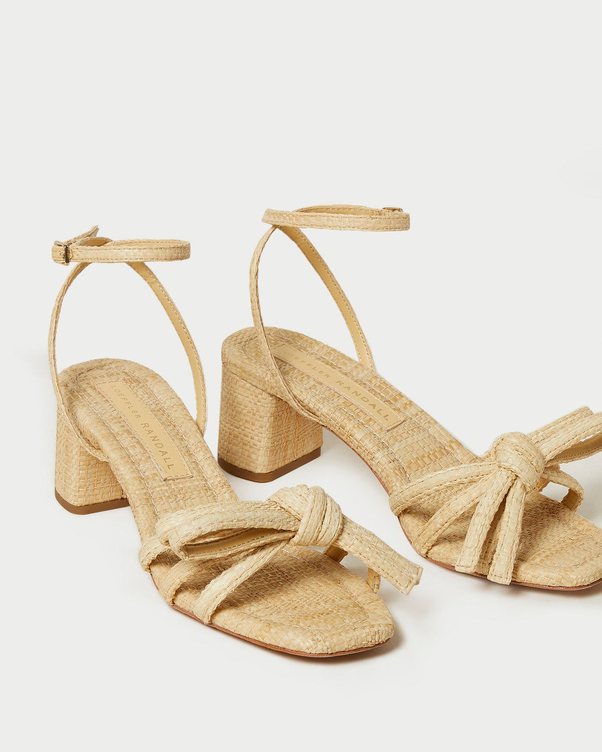 Women Loeffler Randall Mikel Natural Bow Mid-Heel Sandal