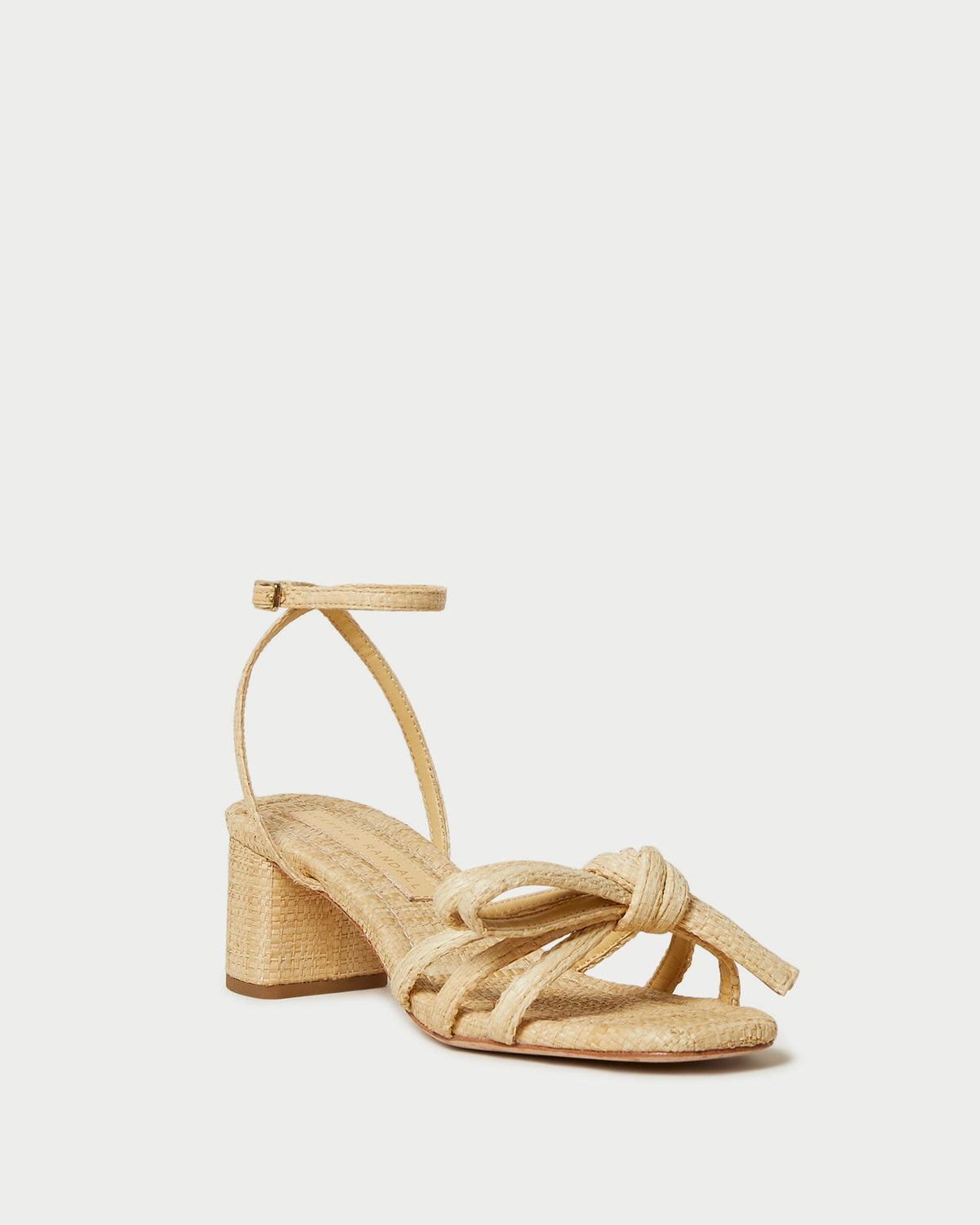 Women Loeffler Randall Mikel Natural Bow Mid-Heel Sandal