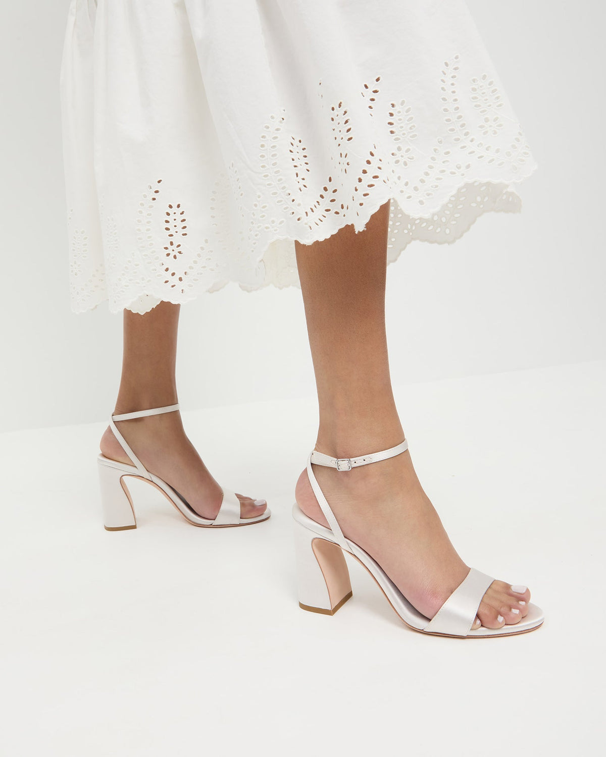 Women Loeffler Randall Malia Cream Curved-Heel Sandal