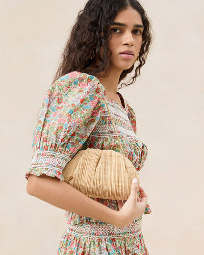 Women Loeffler Randall Bailey Natural Pleated Dome Clutch
