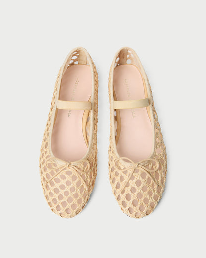 Women Loeffler Randall Leonie Natural Crochet Ballet Flat