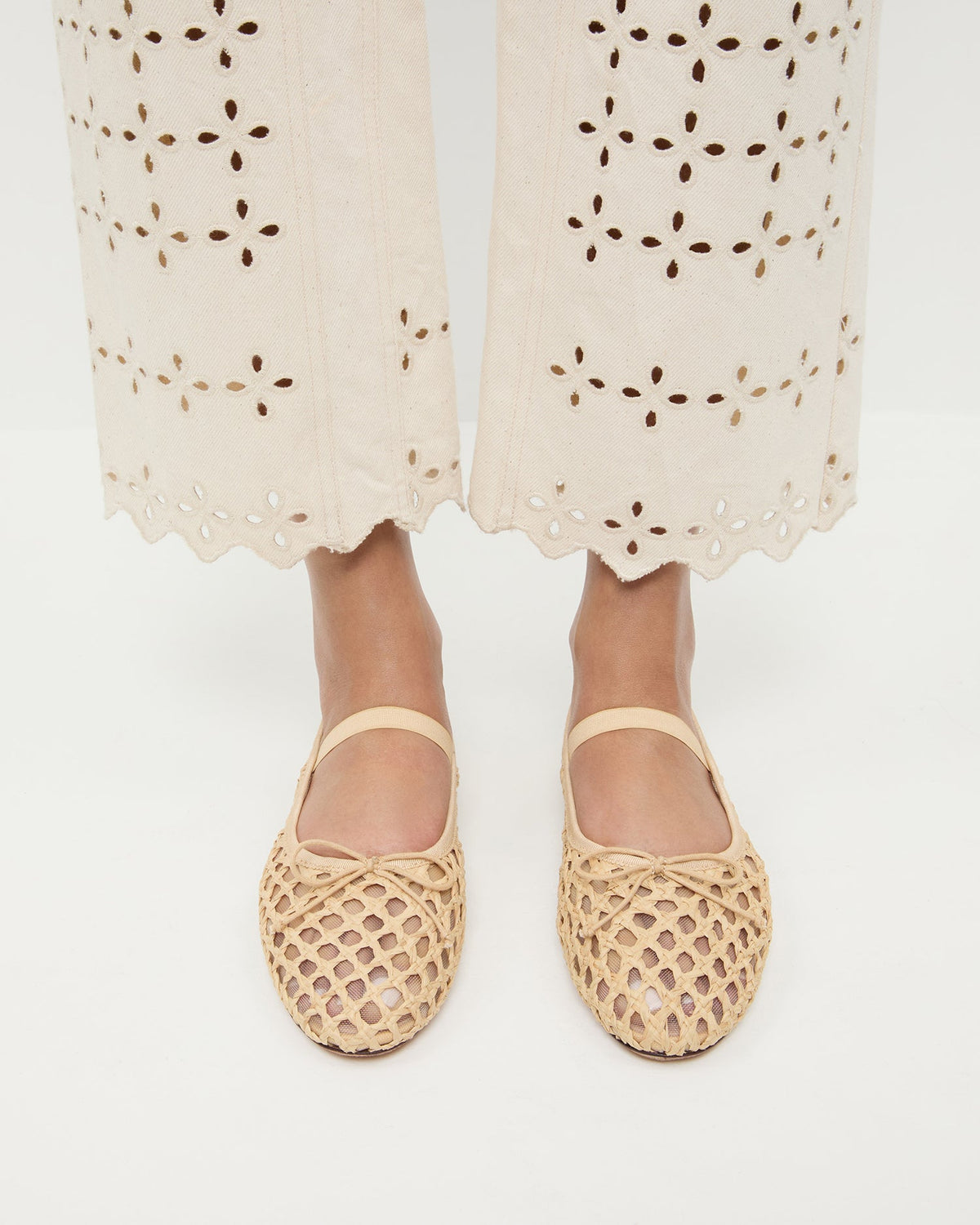 Women Loeffler Randall Leonie Natural Crochet Ballet Flat