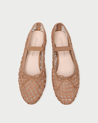 Women Loeffler Randall Leonie Brown Crochet Ballet Flat