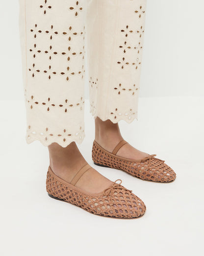 Women Loeffler Randall Leonie Brown Crochet Ballet Flat