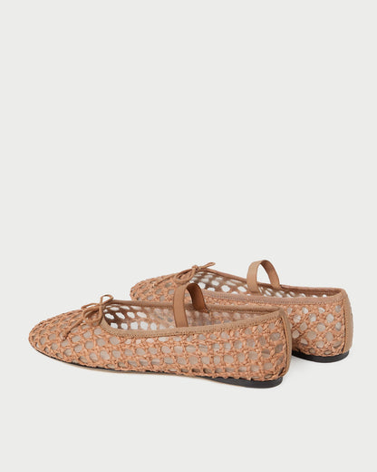 Women Loeffler Randall Leonie Brown Crochet Ballet Flat