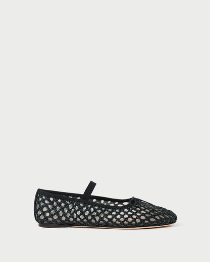 Women Loeffler Randall Leonie Black Crochet Ballet Flat