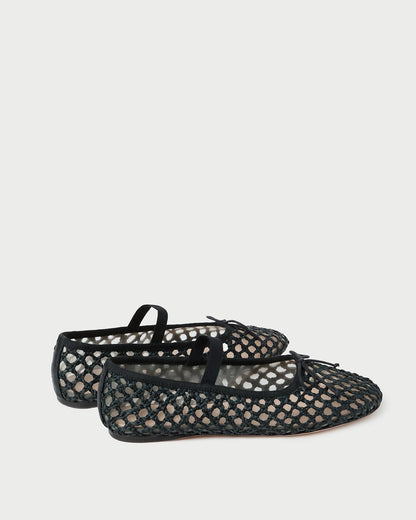 Women Loeffler Randall Leonie Black Crochet Ballet Flat