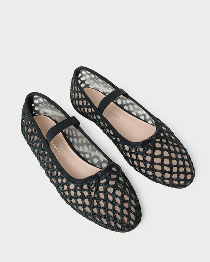 Women Loeffler Randall Leonie Black Crochet Ballet Flat
