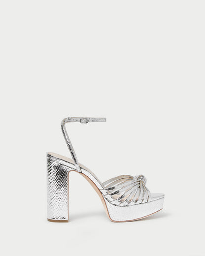 Women Loeffler Randall Rivka Silver Knot Platform Sandal