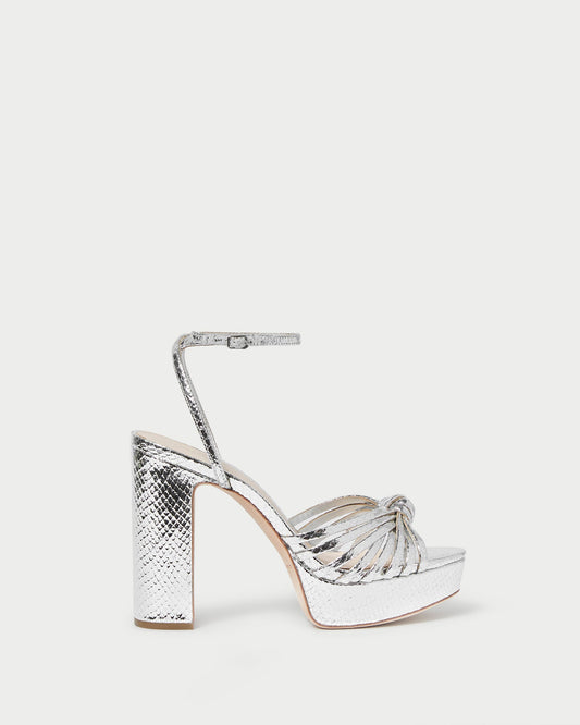 Women Loeffler Randall Rivka Silver Knot Platform Sandal
