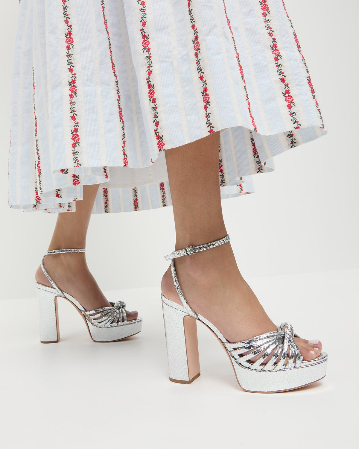 Women Loeffler Randall Rivka Silver Knot Platform Sandal