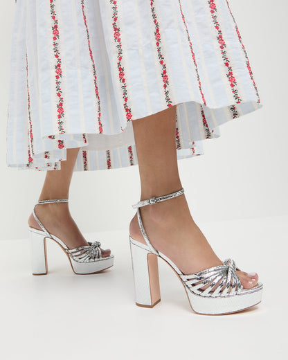 Women Loeffler Randall Rivka Silver Knot Platform Sandal