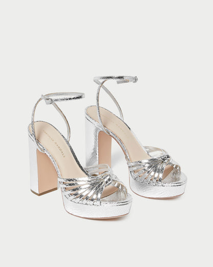 Women Loeffler Randall Rivka Silver Knot Platform Sandal