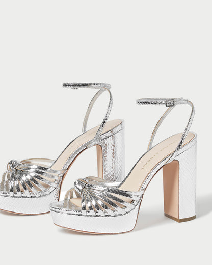 Women Loeffler Randall Rivka Silver Knot Platform Sandal