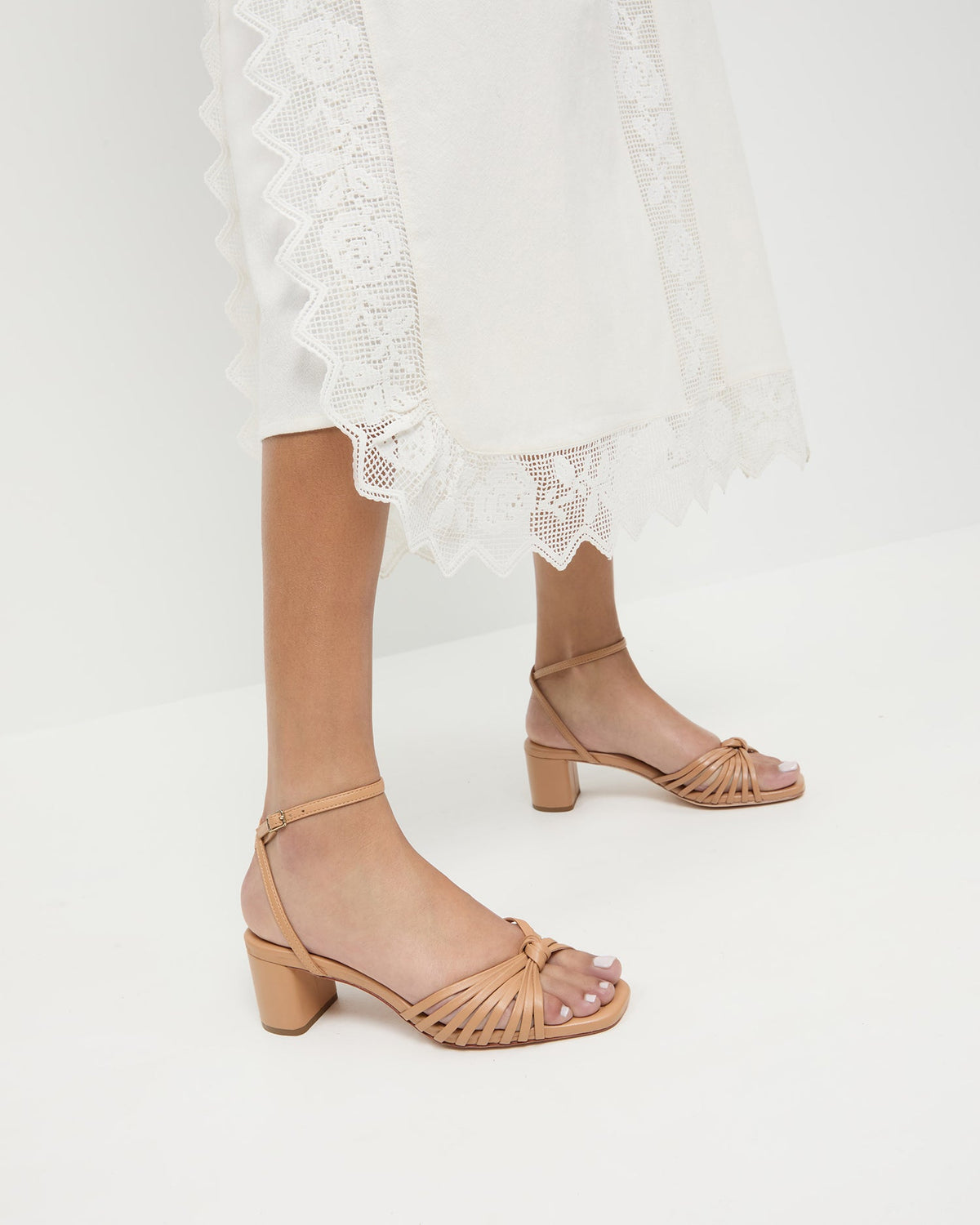Women Loeffler Randall Olivia Dune Knot Mid-Heel Sandal