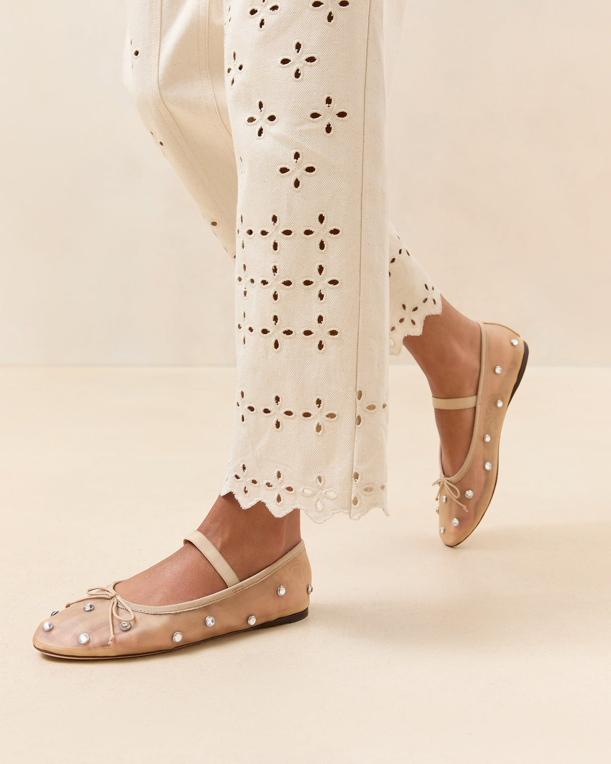 Women Loeffler Randall Leonie Caramel/Crystal Ballet Flat