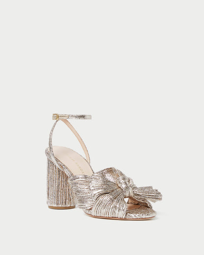 Women Loeffler Randall Camellia Champagne Pleated Bow Heel