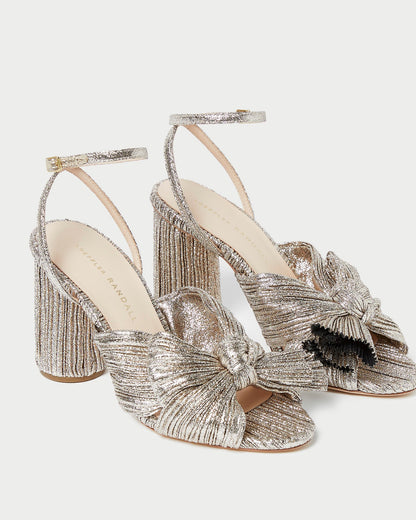 Women Loeffler Randall Camellia Champagne Pleated Bow Heel