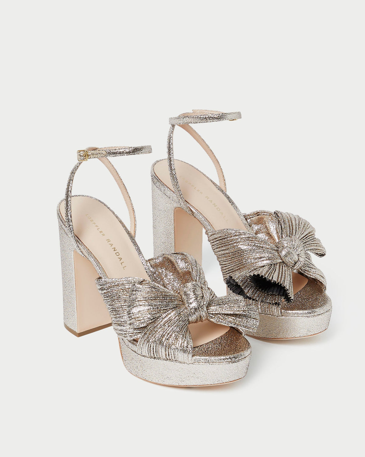 Women Loeffler Randall Natalia Champagne Platform Bow Heel