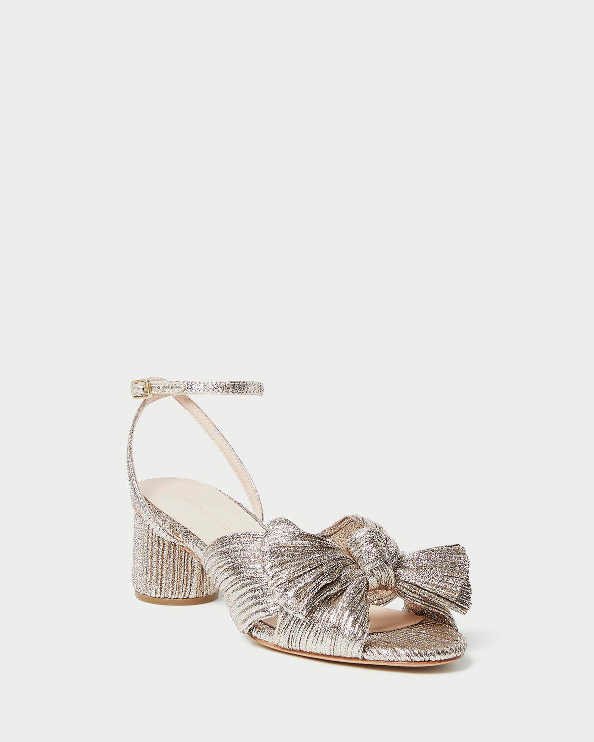 Women Loeffler Randall Dahlia Champagne Pleated Bow Heel