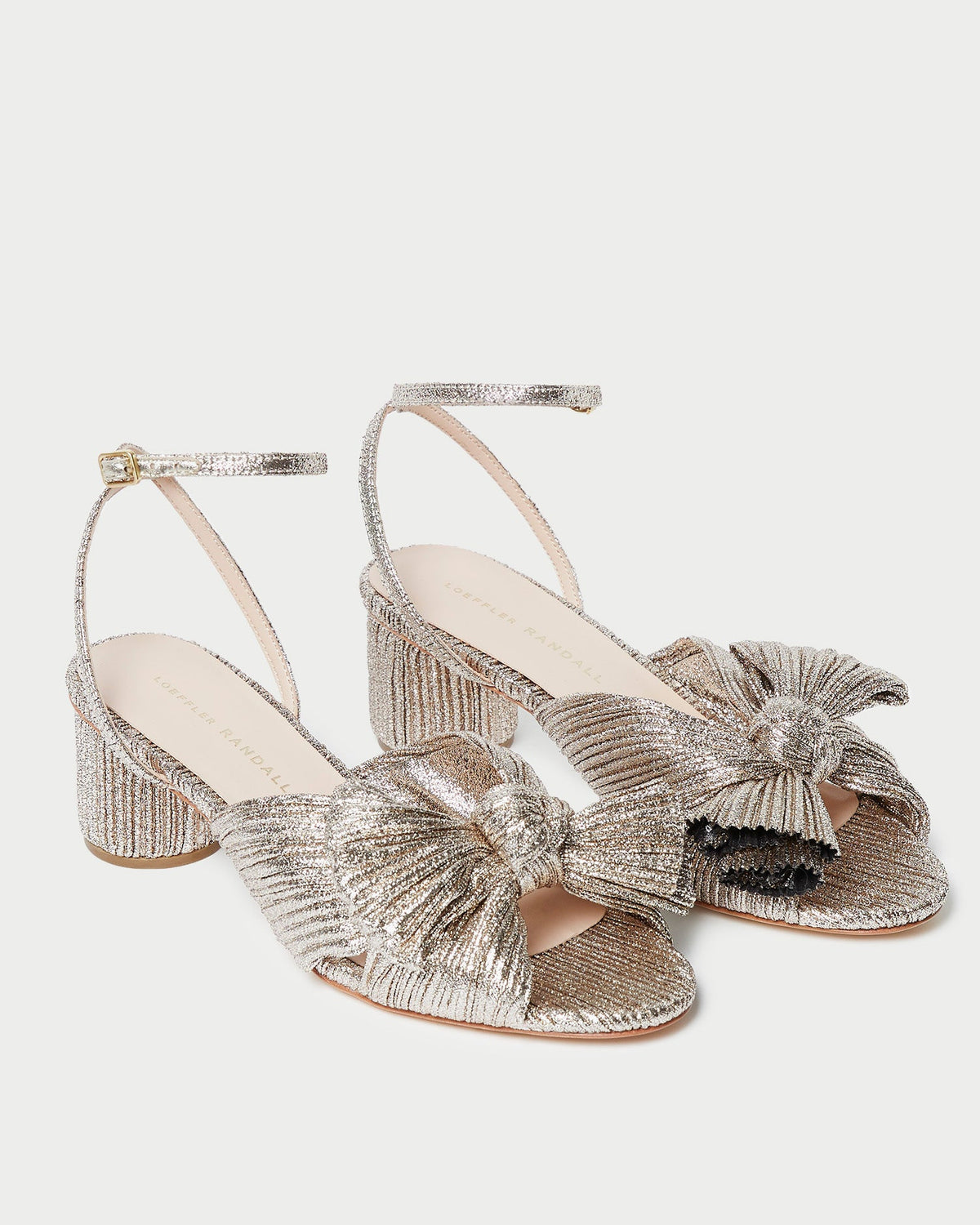 Women Loeffler Randall Dahlia Champagne Pleated Bow Heel