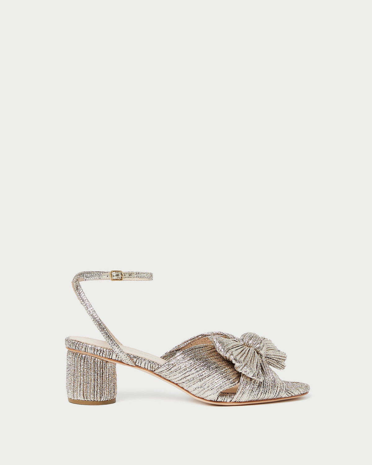 Women Loeffler Randall Dahlia Champagne Pleated Bow Heel