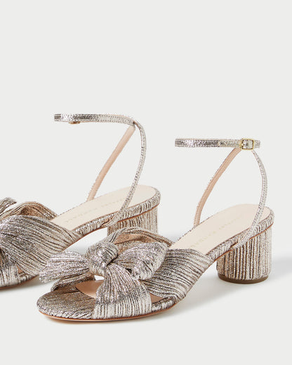 Women Loeffler Randall Dahlia Champagne Pleated Bow Heel