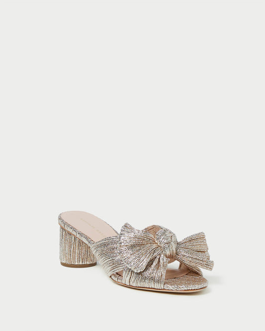 Women Loeffler Randall Emilia Champagne Pleated Bow Heel