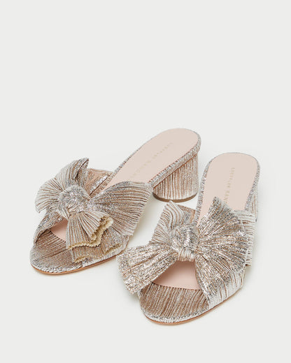 Women Loeffler Randall Emilia Champagne Pleated Bow Heel